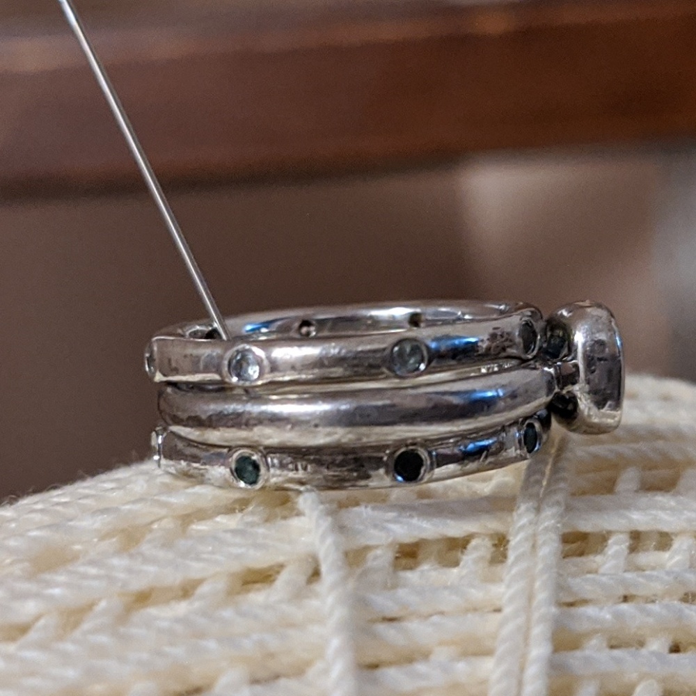 Sterling Silver And Gemstone Stackable Ring Set - image 3